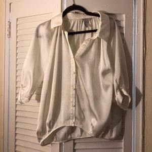 BCBG silk white blouse with buttons